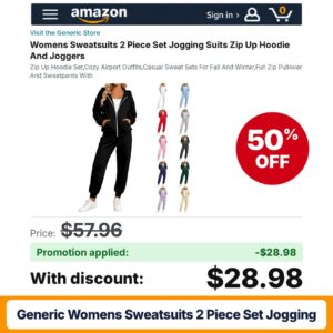 Generic Womens Sweatsuits 2 Piece Set Jogging Amazon promo code 3TKEL6OY – 50% off