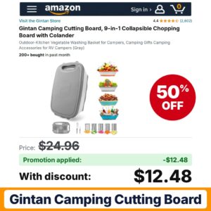 Gintan Camping Cutting Board Amazon promo code D33J8FOB – 50% off