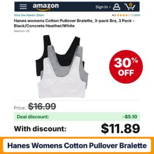 Hanes womens Cotton Pullover Bralette – 30% off