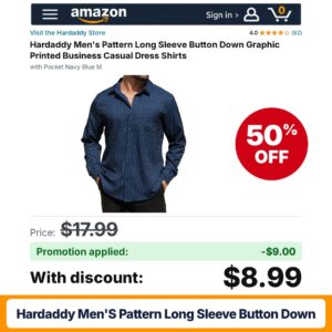 Hardaddy Men's Pattern Long Sleeve Button Down Amazon promo code HOMJI1TR – 50% off