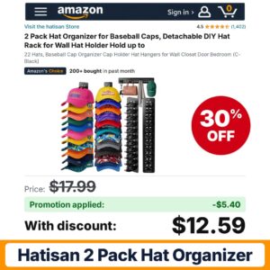 hatisan 2 Pack Hat Organizer Amazon promo code 9SZ626QR – 30% off