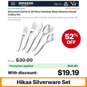 HIKAA Silverware Set Amazon promo code CLCGIWEH – 52% off