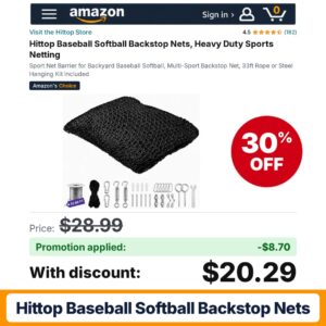 Hittop Baseball Softball Backstop Nets Amazon promo code 4EM3BHJV – 30% off