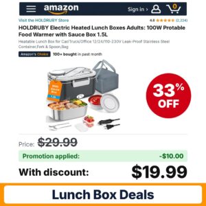 HOLDRUBY Electric Heated Lunch Boxes Adults Amazon promo code HK8KDMEG – 33% off