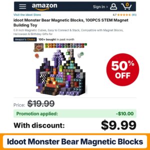 idoot Monster Bear Magnetic Blocks Amazon promo code NHTEXXKL – 50% off