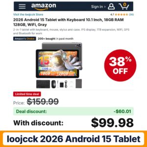 Ioojcck 2026 Android 15 Tablet – 38% off