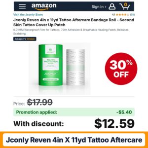 Jconly Reven 4in x 11yd Tattoo Aftercare Amazon promo code L3SL292Q – 30% off