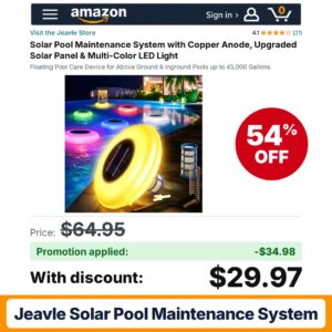Jeavle Solar Pool Maintenance System Amazon promo code 8J8YY3YV – 54% off