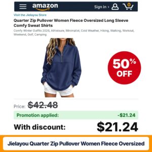 Jielayou Quarter Zip Pullover Women Fleece Oversized A10-royal Blue Amazon promo code 9L8TURGR – 50% off