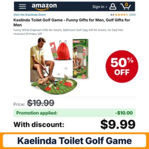Kaelinda Toilet Golf Game Amazon promo code ZP4G58F7 – 50% off