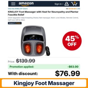 KINGJOY Foot Massager Amazon promo code ZNGQB6J5 – 45% off