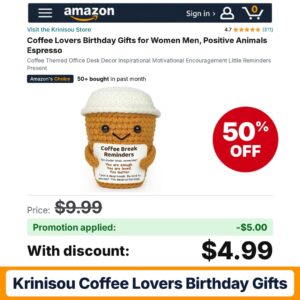 Krinisou Coffee Lovers Birthday Gifts Amazon promo code L8L9UKNV – 50% off