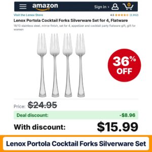 Lenox Portola Cocktail Forks Silverware Set – 36% off