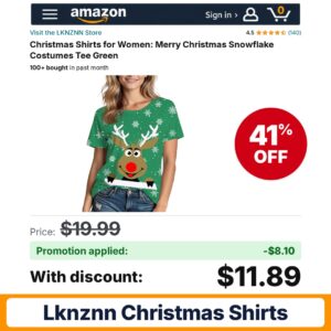 LKNZNN Christmas Shirts Amazon promo code L2J56RX7 – 41% off