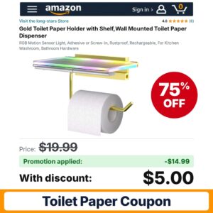 long-stars Gold Toilet Paper Holder Amazon promo code 92TV6JEA – 75% off