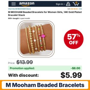 M MOOHAM Beaded Bracelets Amazon promo code W5NZGZOE – 57% off