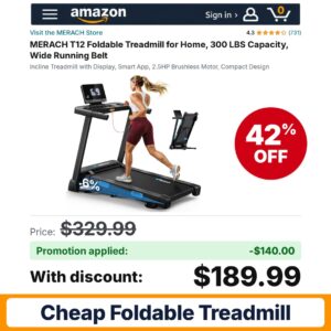 MERACH T12 Foldable Treadmill Amazon promo code KKZLZ0D2 – 42% off