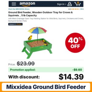 MIXXIDEA Ground Bird Feeder Amazon promo code J381I09S – 40% off