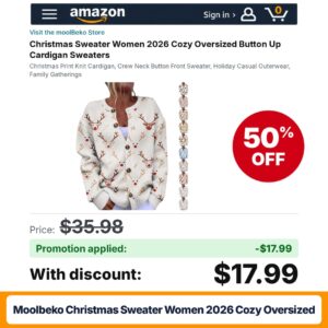 moolBeko Christmas Sweater Women 2026 Cozy Oversized Amazon promo code F9J2KQLM – 50% off