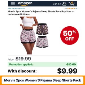 Morvia 2pcs Women's Pajama Sleep Shorts Pack Skull & Cartoon Moon Amazon promo code 9RX2GKNL – 50% off