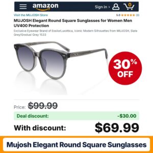 MUJOSH Elegant Round Square Sunglasses – 30% off