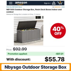 NBYSGO Outdoor Storage Box Striped Gray Amazon promo code 2YRGOO0Z – 40% off