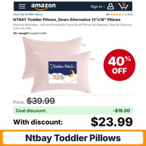 NTBAY Toddler Pillows – 40% off