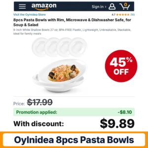 Oylnidea 8pcs Pasta Bowls Amazon promo code 0BD30HTT – 45% off