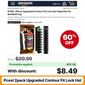 PCEEL 2Pack Upgraded Contour Fit Lock Hat Amazon promo code MF77J95Q – 60% off