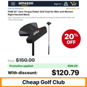 PGM 35" Zero Torque Putter Golf Club Amazon promo code 47HR7ETA – 20% off