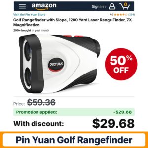 Pin Yuan Golf Rangefinder Amazon promo code H8JVEHQU – 50% off