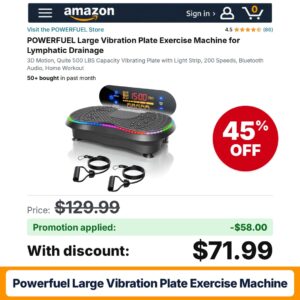 POWERFUEL Large Vibration Plate Exercise Machine Amazon promo code 1VK840KR – 45% off