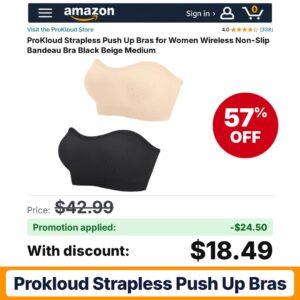 ProKloud Strapless Push Up Bras Amazon promo code 79OCWMG5 – 57% off