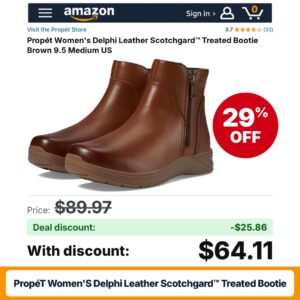 Propét Women's Delphi Leather Scotchgard™ Treated Bootie – 29% off