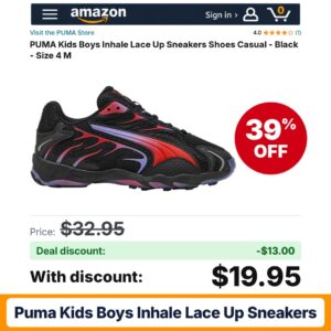 PUMA Kids Boys Inhale Lace Up Sneakers – 39% off