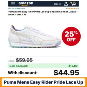 PUMA Mens Easy Rider Pride Lace Up White – 25% off
