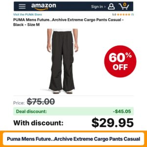PUMA Mens Future..Archive Extreme Cargo Pants Casual – 60% off