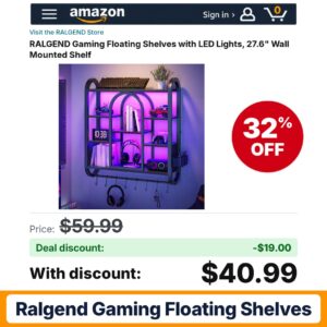 RALGEND Gaming Floating Shelves – 32% off