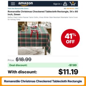 Romanstile Christmas Checkered Tablecloth Rectangle – 41% off
