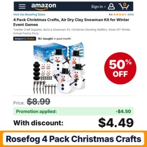 RoseFog 4 Pack Christmas Crafts Amazon promo code XDQIS2MQ – 50% off