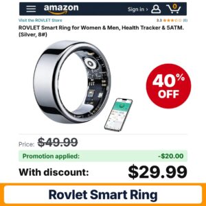 ROVLET Smart Ring Amazon promo code ELOZCB3N – 40% off