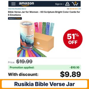 Rusikia Bible Verse Jar Amazon promo code WDCBABRL – 51% off