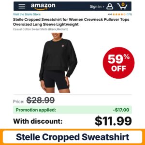Stelle Cropped Sweatshirt Black Amazon promo code JKPA60O0 – 59% off