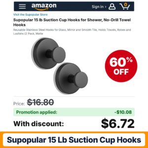 Supopular 15 lb Suction Cup Hooks Amazon promo code WQ9BNPTO – 60% off