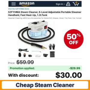 SZFYHMA Steam Cleaner Amazon promo code BOG85KEY – 50% off