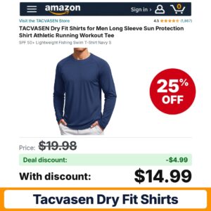 TACVASEN Dry Fit Shirts – 25% off