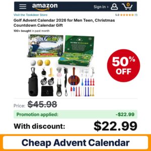 Teekdeer Golf Advent Calendar 2026 Amazon promo code 7WGQ2ULY – 50% off