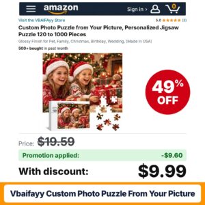VBAIFAyy Custom Photo Puzzle from Your Picture Amazon promo code TBIKB4DP – 49% off