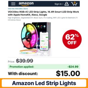 VOCOlinc RGB+IC LED Strip Lights Amazon promo code UBLOSRAJ – 62% off