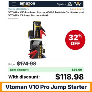 VTOMAN V10 Pro Jump Starter – 32% off